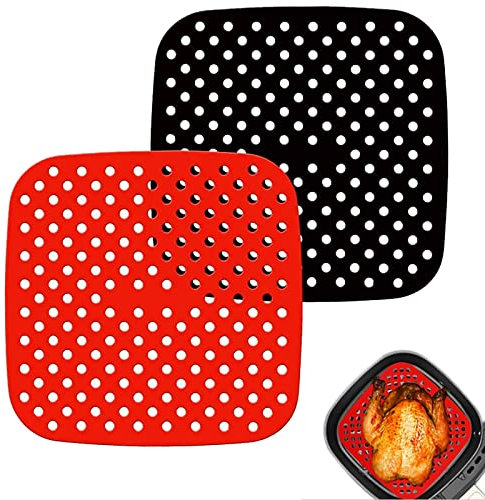 Revestimientos Reutilizables para Freidoras de Aire, Silicona Antiadherente Accesorios para Tapetes de Canasta de Freidora de Aire para Cosori, NuWave, Chefman, Dash