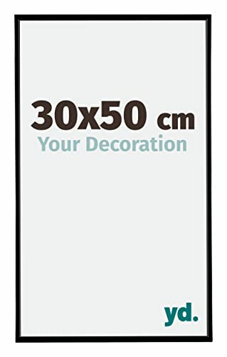 Your Decoration - Bilderrahmen 30x50 cm - Schwarz Matt - Bilderrahmen aus Kunststoff mit Acrylglas - Antireflex - 30x50 Rahmen - Evry