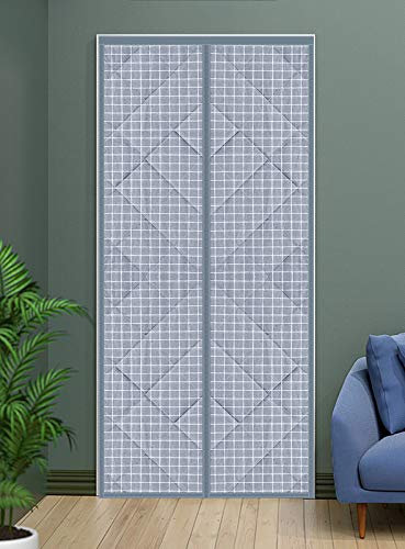 Cozomiz Wärmeschutzvorhang Magnet Thermo Türvorhang Thermovorhang Verdunklungsgardine Wasserdicht Winddicht Geräuschisolierung Isolier Schutz Panel-Isolierung 150x210cm(B x H) Gitter Grau