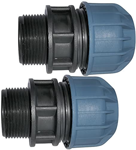 Aerzetix - C51915 - Set di 2 - Manicotto/Adattatore filettato - Riduttore Compressione Diritto - connessione Filettatura Maschio 1 1/4'' - per Tubo Acqua Ø32mm - Polipropilene - connettore/riparatore