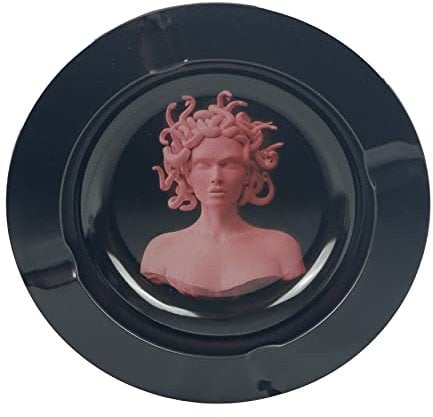 Aschenbecher Pink Medusa 14 cm Kreis Metall Tablett Tabak Rauch Zubehör - Tray God