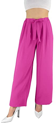 JOPHY & CO. Pantaloni Donna Elegante a Vita Alta con Fiocco Decorato (cod. 6303) (Fucsia, 3XL)
