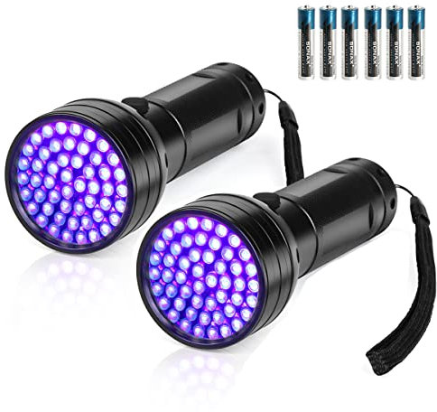 Whaply Black Light UV Flashlight, 51 LED Blacklight Flashlights 395 nM Pet Urine Detector with 3 Pack AA Batteries for Cat Urine, Stains, Bed Bug (51 LED-2 Pack)