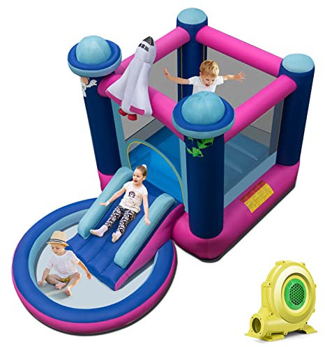 COSTWAY Castillo Hinchable Grande con Soplador, 3 en 1 Castillo Hinchable para Niños 3 a 10 años, 207 x 393 x 270 cm, Insuflavel Crianças Interior Exterior (con soplador)