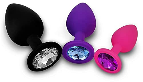 DasWas Plug Anale Triples Bouchon Anal Set | Glissant + Doux pour la Peau | Sex Toys pour Adultes pour Femmes + Hommes | Plugs Anaux Butt Plug Silicone