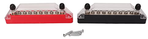 Stromverteilungsblock Sammelschiene mit Abdeckung 150 A Marine Sammelschiene Batterieklemmen Verteilerblock M6 Bolzen M4 Schraube 10 Klemmen Sammelschiene(2 STÜCKE M6 Bolzen, 8 STÜCKE M4 Schrauben)