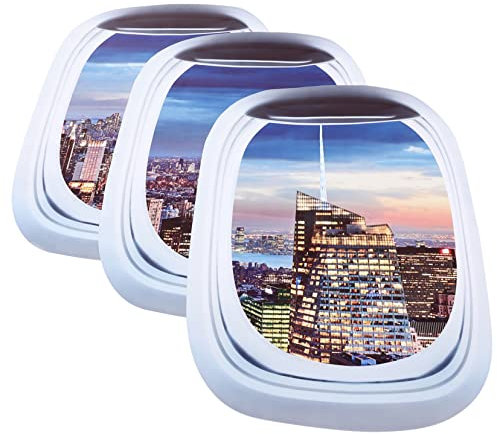 OSALADI 3d Landschaft Flugzeug Fenster Aufkleber Set Abnehmbare Aufkleber für Home Decor Pvc Material Sky Szene Dekorative Fliesen