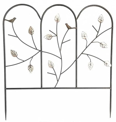 L'Héritier Du Temps Treillis Oiseaux Grille de Jardin Demi-Lune en Métal à Piquer Bordures Extérieures 1x59x62cm