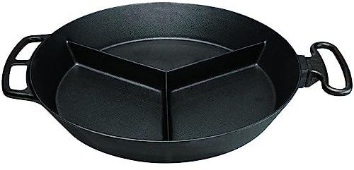 SKK große Riesenpfanne Ø 80 cm - 3 geteilte XL Outdoor Pfanne Aluminiumguss beschichtet mit 3-fach Steg ideal für Grillpartys - Made in Germany