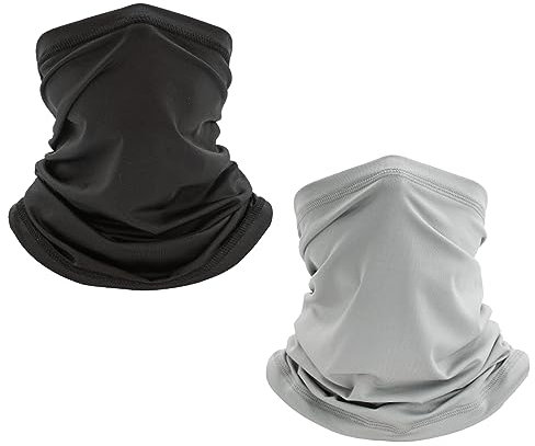 Qrity 2 Stücke Multifunktionstuch Schal, Eisseide Kopftuch Stirnband, Balaclava Gesichtsmaske, Motorrad Halstuch Kopfbedeckung, Gaiter Balaclava