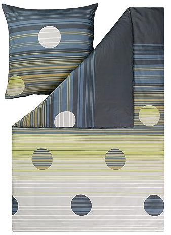 ESTELLA Mako-Satin Bettwäsche Bailey Petrol 1 Bettbezug 155 x 220 cm + 1 Kissenbezug 80 x 80 cm