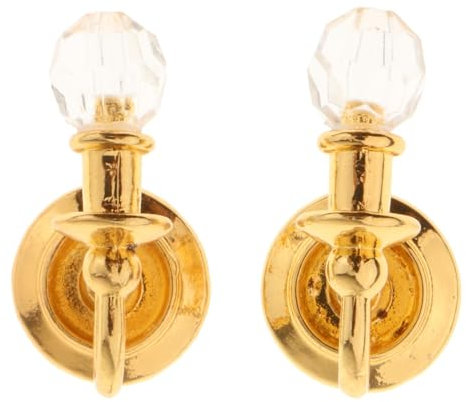 Sharplace 2X Lampe Miniatur Licht Modell Simulation Dekoration Garten Beleuchtung Zubehör 1/12 Maßstab Vintage Wandlampe Modelle Möbel, Gold