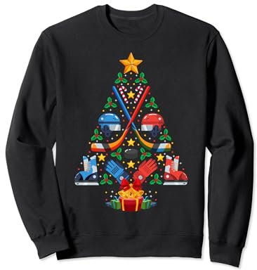 Ice Hockey Christmas Tree Lights Ice Hockey Player Xmas Sweatshirt