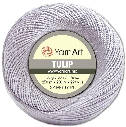 Frida's Wollhaus YarnArt 50 g Tulip Häkelgarn Filetgarn Mikrofaser glänzend seidig 49 Farben (411 | Helllila)