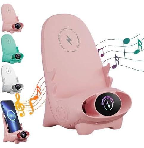 Mini Stuhl Kabelloses Schnellladegerät Multifunktionaler Telefonhalter Tragbares 3 in 1 Kabelloses Ladegerät mit Lautsprecherfunktion Schnellladeversorgung für alle Telefone (Rosa)