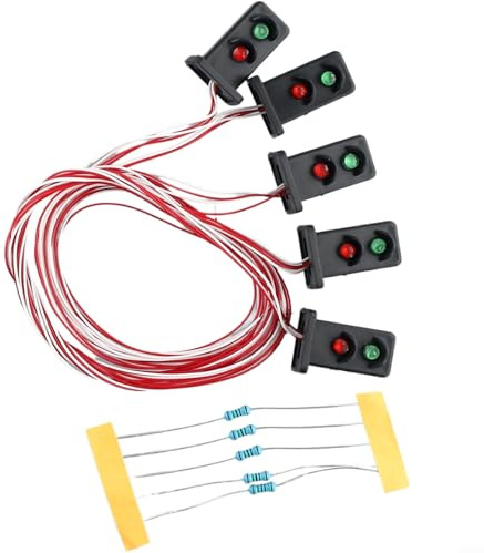 25 Stück grün-rote Signale, mit LEDs, Eisenbahn-Zwergsignal, HO OO Skala