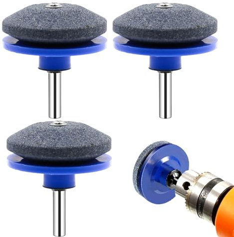 Yeemeen 3pcs Affûteuse de Lame de Tondeuse à Gazon AffûTeur de Lame Universel pour Perceuse Électrique,Affuteur Lame Tondeuse Gazon Meule d'affûtage de lame,Affûteuse de Outils de Jardin pour Tondeuse