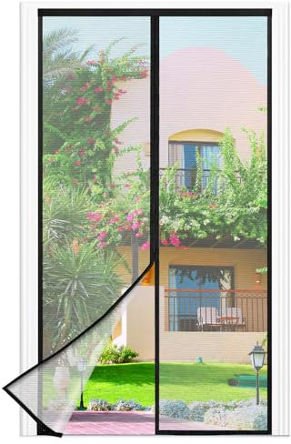 Mosquitera Puerta Magnetica - 65 x 200 CM - Negro, Mosquiteras para Puertas, Cierre Magnético de Arriba a Abajo, Automáticamente,Mantiene el Aire Fresco