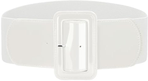VONMELLI Breiter Elastischer Vintage Damen Gürtel - Dehnbarer Modischer Taillengürtel für Kleid Weiß,Breite 7,6cm