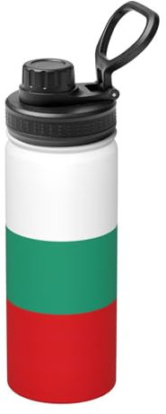 Bulgarian Flag Print Vacuum Insulated Sports Water Bottle,18 Oz Stainless Steel Water Bottle for Gym Home Sports