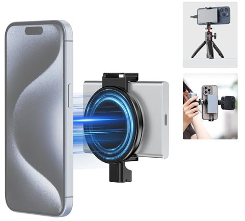 ULANZI MG10 Magnetic Phone Holder with SSD Holder Clamp for Tripods,Compatible with MagSafe Only for iPhone 16/15/14/13/12 Pro Max Pro Plus Mini All Series, Cold Shoe and 1/4 Thread Mount