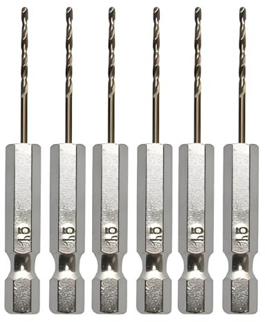 Xiciki Twist Drill Bit Set, 6PCS 1.5mm Hex Shank Drill Bits, Quick Change Hex Shank Metal Drill Bits, Pilot Drill Bits, 1/4 Inch Hex Shank, High Speed Steel, Hex Drill Bit Set
