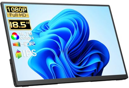 Qunub Portable Monitor 18.5 Inch 100Hz FHD USB-C HDMI Travel Monitor with Built-in Stand, VESA and Speakers, Portable HDR Gaming Monitor for Eye Care