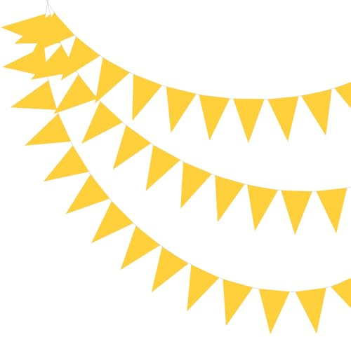 PATIKIL 49ft Wimpelbanner Flaggen, Filzstoff Wimpel Flaggen Schnur Dreieck Flaggen Banner Girlande für Karneval Hochzeit Geburtstagsfeier Dekorationen, Gelb