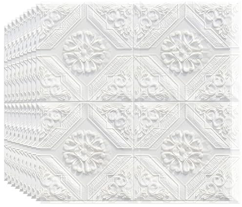 3D-Wandfliesen, 10 Stück 70 x 70 cm DIY wasserdichte und thermische Isolierung, XPE-Schaum-Wandpaneele, Heim-Wohnzimmer-Schlafzimmer-Dekoration, Pink(White)