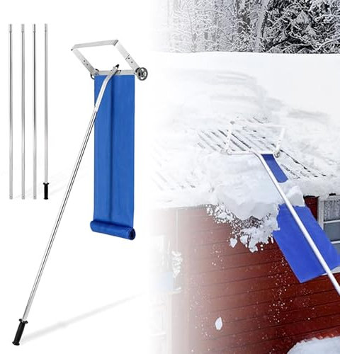 MBBTAG Dachschneeräumer, roof rake for Snow Removal, Mit Oxford-Stoffschlitten und rutschfestem Griff, schneeschaufel Dach, mit Rollen, Schneeschaufel für Hausdach