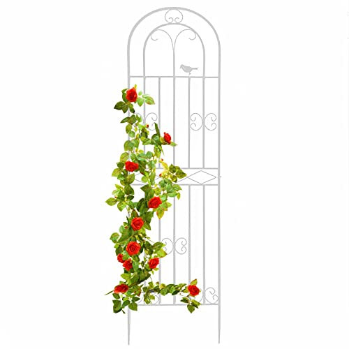 Enrejado de jardín de metal blanco para plantas trepadoras de interior y exterior, panel decorativo para flores, verduras y frutas, 200 x 50 cm