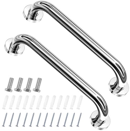 Binnan 2 Piezas Agarraderas Baño, 30cm Agarrador Ducha Personas Acero Inoxidable, Barra de Agarre de Acero Inoxidable Cromado, Barras Minusvalido, Agarradero para Mayores, Discapacitado