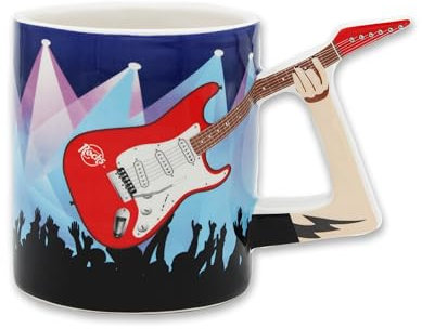 Winkee Rocks - Tazza Rock, con manico per chitarra, ca. 400 ml, per caffè e tè
