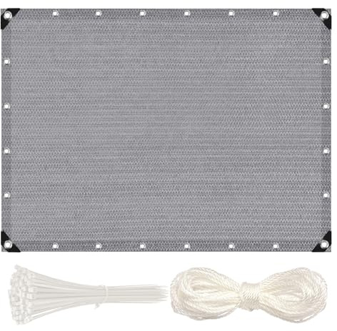 MEEYI Balkon Sichtschutz 160x100cm Balkonbespannung Balkonsichtschutz Balkonabdeckung Sonnenschutz HDPE Gewebe UV-Schutz für Terrasse und Zaun mit Kabelbinder und Kordel grau