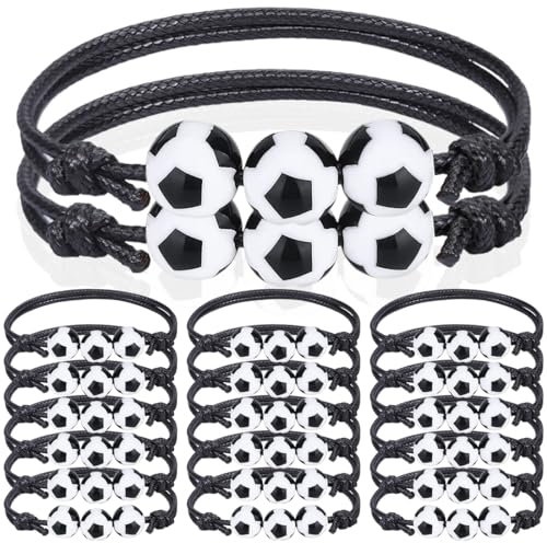 20 Stück Armband-Schmuck, Fußball Armbänder Kinder, Verstellbares Schnur Fußball Armband, Fussball Freundschaftsarmband Jungs, Fußball Mitgebsel, Mitgebsel Jungen Mädchen