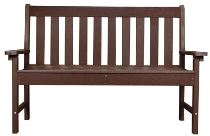 Garden Gear Oakdale Wood Effect Garden Bench Weatherproof HDPE 2-Seater Outdoor Seat – No Maintenance, Crack-Resistant, Fade-Proof, Realistic Timber Look (Walnut)