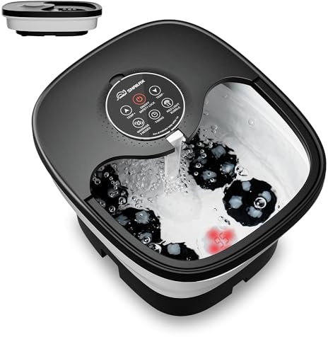 Snailax Pediluvio Massaggiatore con calore, telecomando, rulli massaggianti Shiatsu, bolle, controllo della temperatura, pieghevole, vasca per pedicure