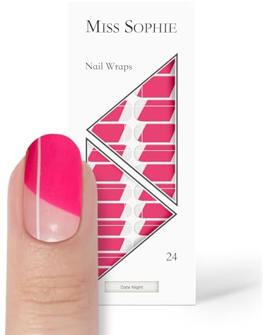 Original Miss Sophie Nagelfolien Date Night I 24 ultra-dünne Nagellack-Streifen mit Design I Nagelaufkleber für Finger- & Fußnägel I Schnelle & einfache Anwendung I Bis zu 3 Wochen Halt