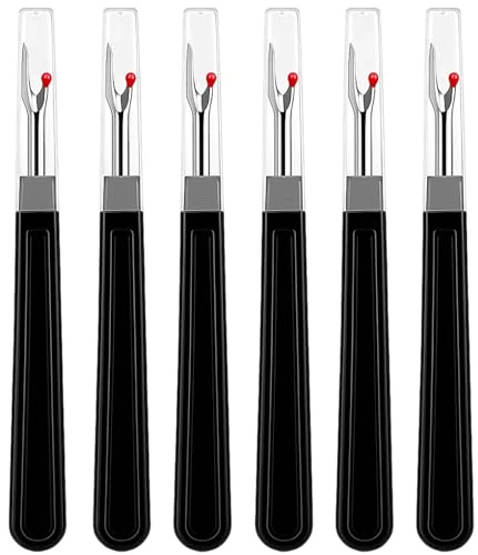 6er Set Nahttrenner - Große Schwarze Nahttrenner mit Schutzkappe, Hochwertiges Nähzubehör zum Auftrennen von Nähten & Knopflöchern