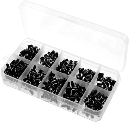 Kisangel 200 Pcs Micro Tactile Push Button Switch Kit Momentary Touch Components for Breadboard Electronic DIY Projects Compact Reliable Activation for Home Appliances Industrial Control