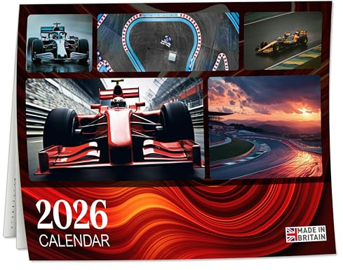 Giftinghouse Formel-1-Kalender 2026 mit Renndaten (Jan-Dez. 2026), A3, wenn geöffnet, Wandkalender mit Fahrergeburtstagen und globalen Rennstandorten, Formel 1 Geschenke für Männer, hergestellt in