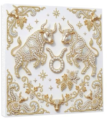 Kit de pintura de perlas de diamante para adultos, hecho a mano, pintura de puntos de perla, manualidades 3D para regalo, decoración de pared del hogar, Tauro