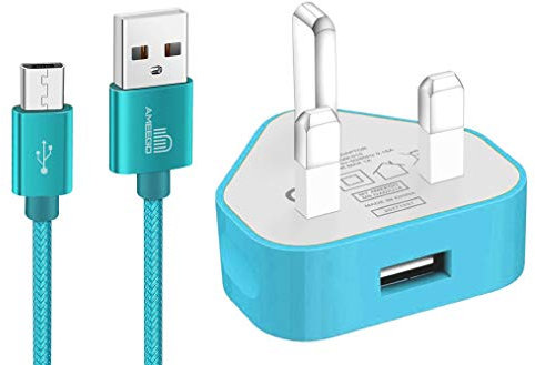 TheMax USB Charging Cable 1 Meter UK Plug Compatible with Samsung/Nexus/Sony/HTC/Nokia/Power bank/PS4/X-box/Printers/Wireless/keyboards/Bluetooth Speakers and more (Bright Blue)