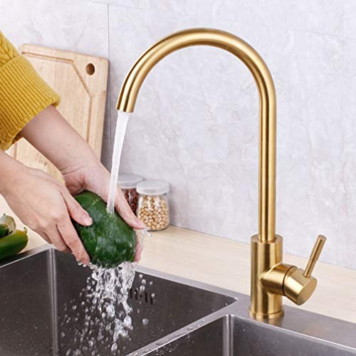 FZHLR Robinet En Bronze Champagne Évier De Cuisine Design De Luxe De Couleur Bronze Type Eau Mélangeur Chaud Et Froid