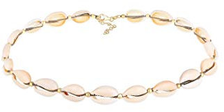 Elli Halskette Damen Beach Sommer mit Echten Kauri Muscheln in 925 Sterling Silber Vergoldet