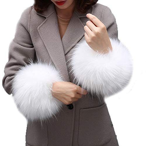 Asudaro Frauen Mädchen Herbst Winter Fell Pelz Armstulpen Stulpen Manschetten Fellstulpen Handschuhe Armband Pulswärmer Kunstfell Handschuhe Ärmel Manschette Bekleidungszubehör