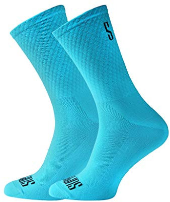 Support, Calzini da ciclismo da uomo, con tecnologia traspirante, in fibra antiscivolo, unisex, con motivi divertenti, Unisex - Adulto, Blu, 8-9 UK / 42-44 EU