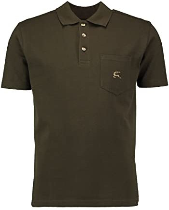 OS Trachten Herren Poloshirt Kurzarm Jagdshirt mit Liegekragen Niwio, Größe:XXL, Farbe:Oliv