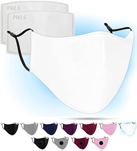Luftty Behelfs Mundschutz, Mund und Nasenschutz mit Filter | Community Maske weiß | Gesichtsmaske waschbar mit verstellbaren Ohrschlaufen | Innen Baumwolle, außen Polyester (Weiss)