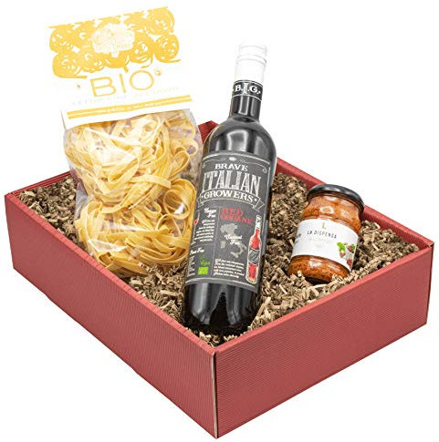 The Wine Guys The Wine Guys Weinpräsent Geschenkset „Amore Italiano“ mit italienischen Spezialitäten: Italienischer Feinkost und Rotwein (13,5% vol.) Präsentkorb mit Pasta, (1 x 0.75 l)